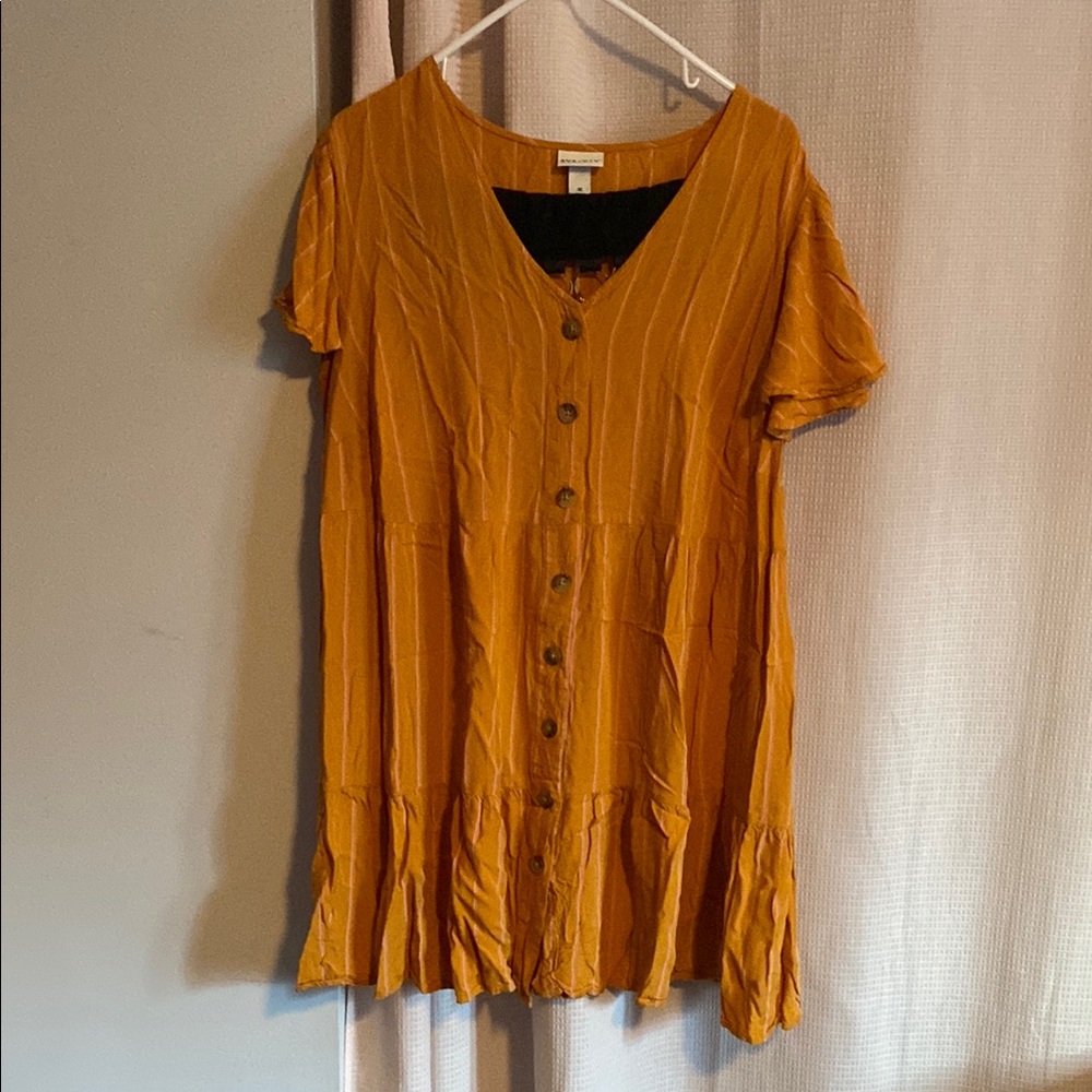 Women's Mustard Button Front Dress